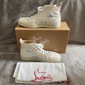 CHRISTIAN LOUBOUTIN WHITE PYTHON HIGHTOPS 42.5